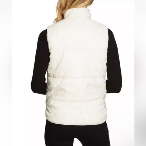 CeCe Cynthia Steffe Women’s Ivory/Cream Full Zip Lace Puffer Vest (Size: Large) - Picture 6 of 16